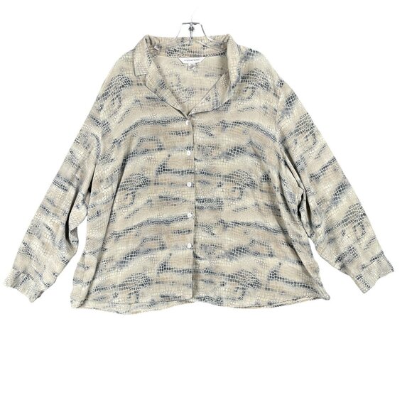 August Max Womens Silk Top 28W Snakeskin Print Silky Flowy Work Office Capsule - Picture 2 of 14